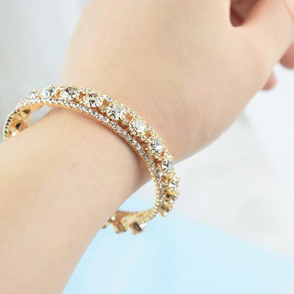 Gold Studded Diamante Bracelet